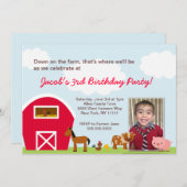 Invitation de fête d'anniversaire de ferme - avec (Devant / Derrière)
