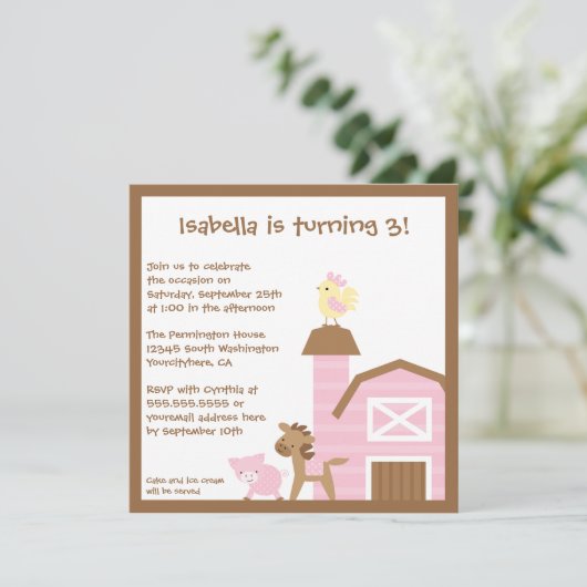 Invitation de fête d'anniversaire de ferme de la (Debout devant)