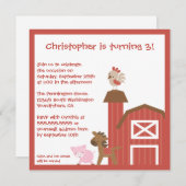 Invitation de fête d'anniversaire de ferme du (Devant / Derrière)