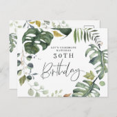 Invitation de fête d'anniversaire de feuillage (Devant / Derrière)