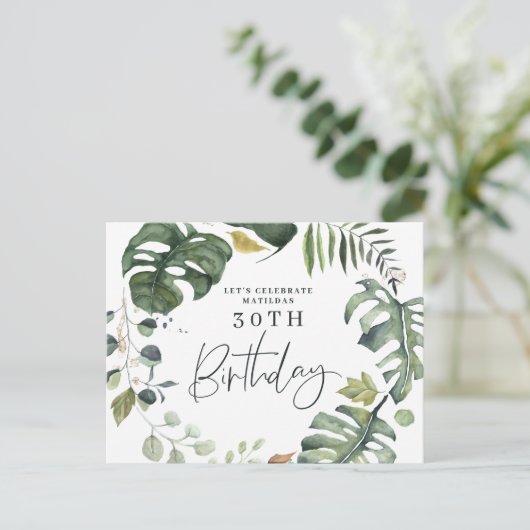 Invitation de fête d'anniversaire de feuillage (Debout devant)