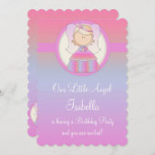 Invitation de fête d'anniversaire de fille Angel D (Devant / Derrière)