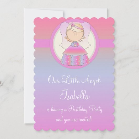 Invitation de fête d'anniversaire de fille Angel D (Devant)