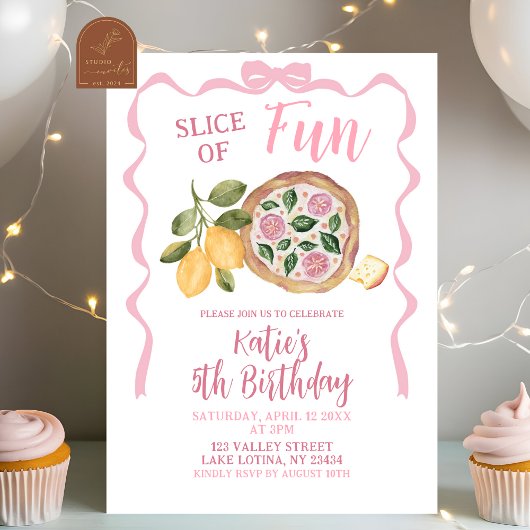 Invitation de fête d'anniversaire de fille avec pi