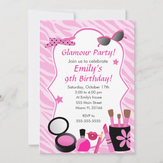 Invitation de fête d'anniversaire de fille de (Devant)