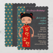 Invitation de fête d'anniversaire de fille en Chin (Devant / Derrière)