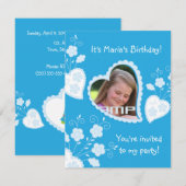 Invitation de fête d'anniversaire de fille romanti (Devant / Derrière)