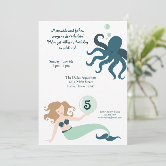 Invitation de fête d'anniversaire de fille "sous (Debout devant)