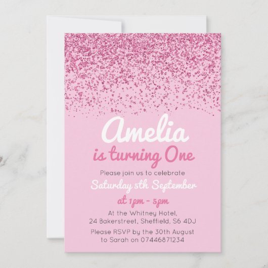 Invitation de fête d'anniversaire de filles (Devant)