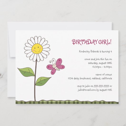Invitation de fête d'anniversaire de filles de (Devant)