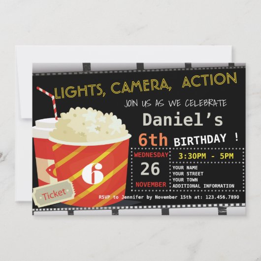 INVITATION DE FÊTE D'ANNIVERSAIRE DE FILM (Devant)
