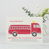 Invitation de fête d'anniversaire de Firetruck (Debout devant)