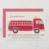 Invitation de fête d'anniversaire de Firetruck (Devant / Derrière)