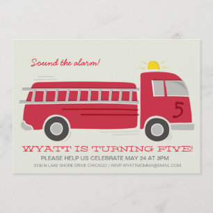 Invitation de fête d'anniversaire de Firetruck