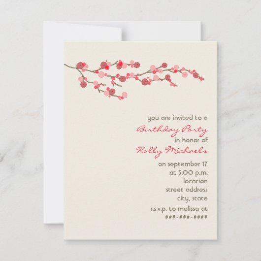 Invitation de fête d'anniversaire de fleurs de (Devant)