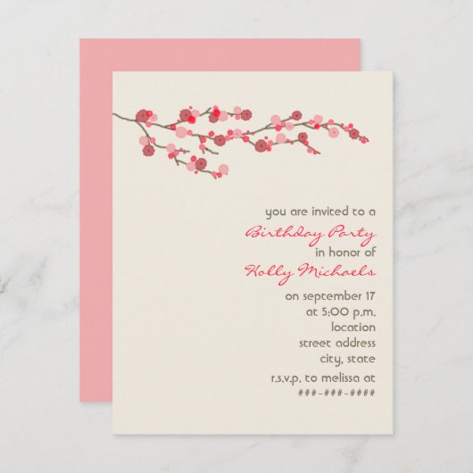 Invitation de fête d'anniversaire de fleurs de (Devant / Derrière)