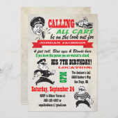 Invitation de fête d'anniversaire de flics et de (Devant / Derrière)