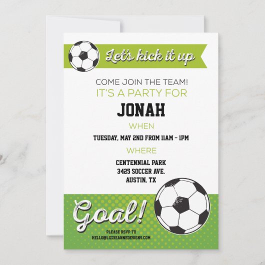 Invitation de fête d'anniversaire de football 5x7- (Devant)