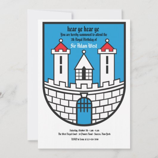 Invitation de fête d'anniversaire de forteresse (Devant)