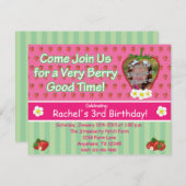 Invitation de fête d'anniversaire de fraise (Devant / Derrière)