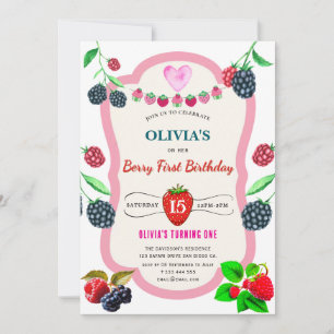 Invitation de fête d'anniversaire de framboise