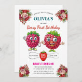 Invitation de fête d'anniversaire de framboise (Devant / Derrière)