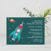 Invitation de fête d'anniversaire de fusée (Debout devant)