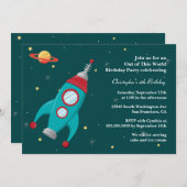 Invitation de fête d'anniversaire de fusée (Devant / Derrière)