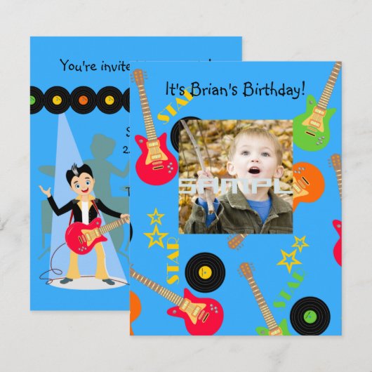 Invitation de fête d'anniversaire de garçon de (Devant / Derrière)