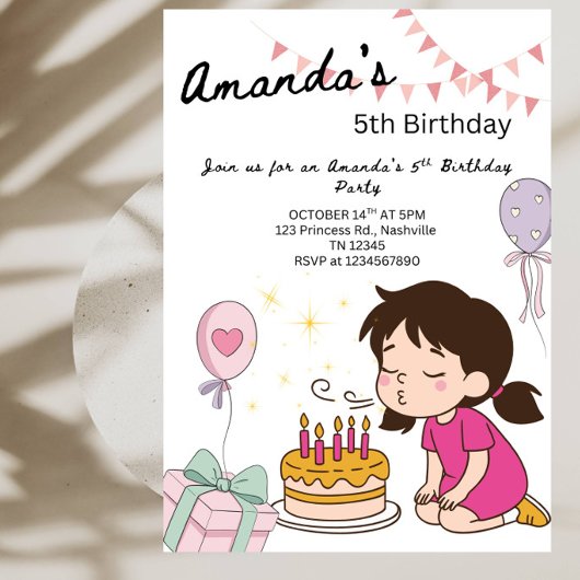 Invitation de fête d'anniversaire de gâteau d'anni