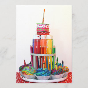 Invitation de fête d'anniversaire "de gâteau de