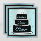 Invitation de fête d'anniversaire de gâteau posé (Devant / Derrière)