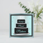 Invitation de fête d'anniversaire de gâteau posé (Debout devant)