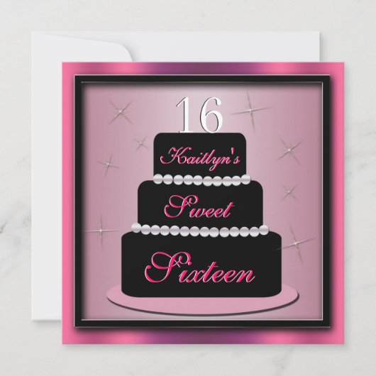 Invitation de fête d'anniversaire de gâteau posé (Devant)