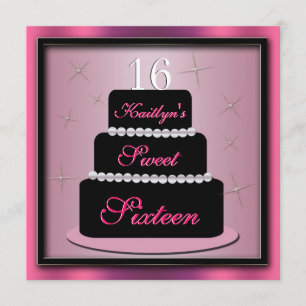 Invitation de fête d'anniversaire de gâteau posé