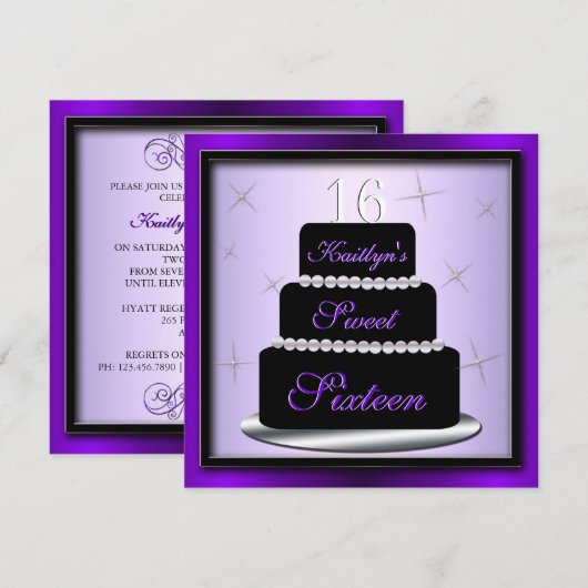 Invitation de fête d'anniversaire de gâteau posé (Devant / Derrière)