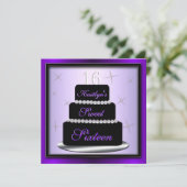 Invitation de fête d'anniversaire de gâteau posé (Debout devant)