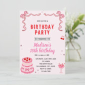 Invitation de fête d'anniversaire de gâteau rétro (Debout devant)