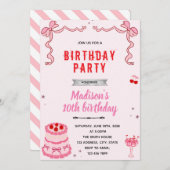 Invitation de fête d'anniversaire de gâteau rétro (Devant / Derrière)