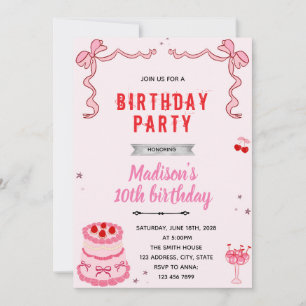 Invitation de fête d'anniversaire de gâteau rétro