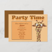 Invitation de fête d'anniversaire de girafe (Devant / Derrière)