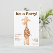 Invitation de fête d'anniversaire de girafe (Debout devant)