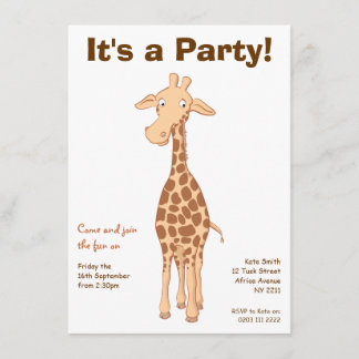Invitation de fête d'anniversaire de girafe