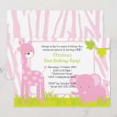 Invitation de fête d'anniversaire de girafe de (Devant / Derrière)