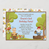 Invitation de fête d'anniversaire de gnome (Devant / Derrière)