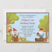 Invitation de fête d'anniversaire de gnome (Devant)