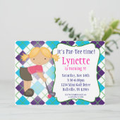 Invitation de fête d'anniversaire de golf de fille (Debout devant)