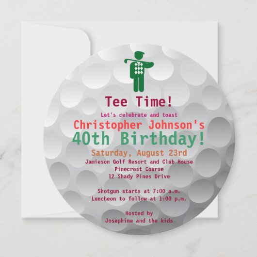 Invitation de fête d'anniversaire de golf vert de (Devant)