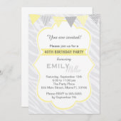 Invitation de fête d'anniversaire de gris jaune de (Devant / Derrière)