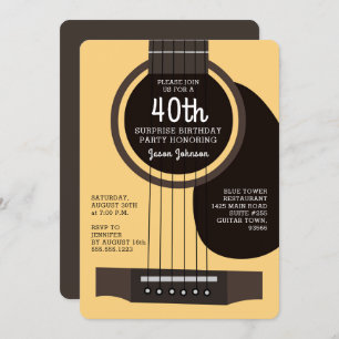 Invitation de fête d'anniversaire de guitare